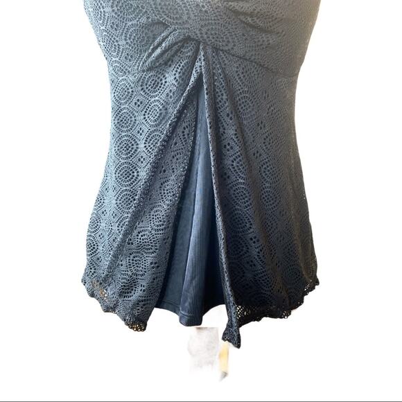 Swimsuits For All Swim Top Mesh Crochet Overlay Tankini Split Fr Underwire 8 - Picture 5 of 11